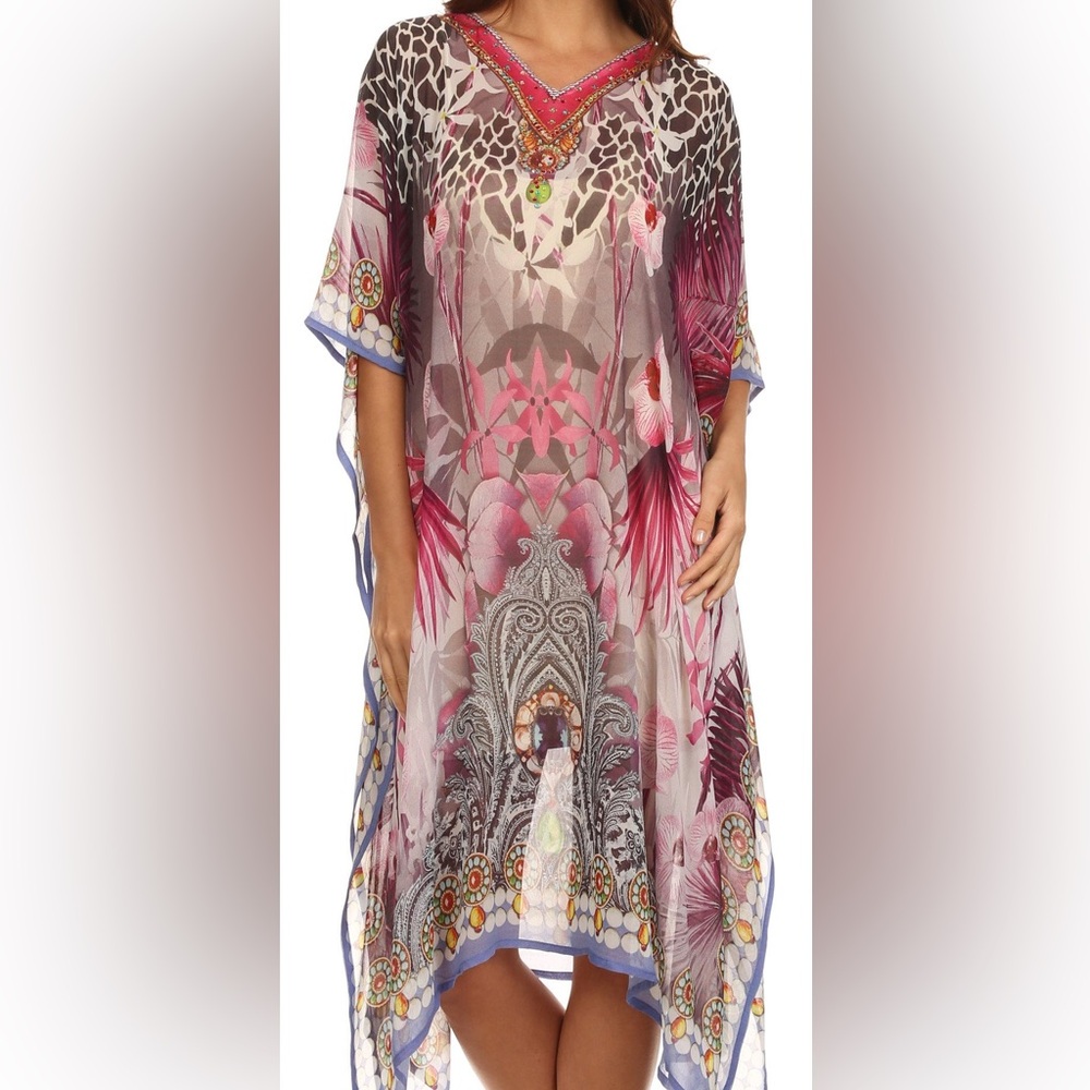 Sakkas Multicolor Swim Coverup/Myla Rhinestone Accented Multicolored BeachDress